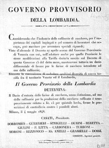 Manifesto del Governo Provvisorio della Lombardia, 4 maggio 1848.
