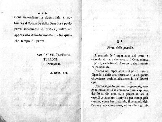Pagina del Manuale della Guardia Nazionale di Milano del 1848