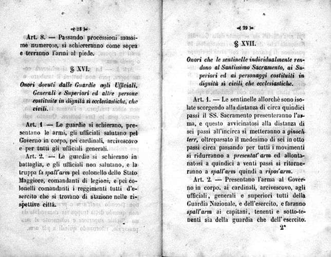 Pagina del Manuale della Guardia Nazionale di Milano del 1848