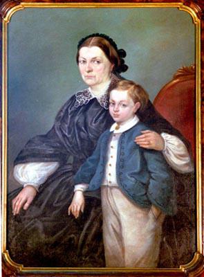 Ritratto di Tito Speri bambino con la madre.
