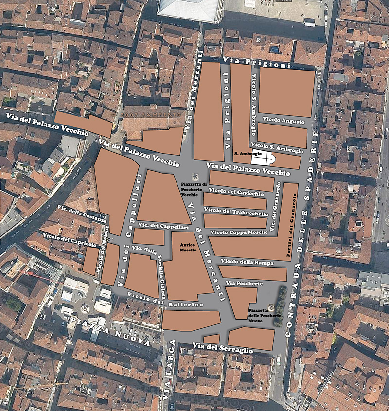 Planimetria area delle demolizioni di Brescia medievale