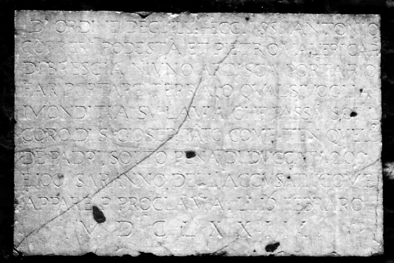 Lapide - targa Divieto di discarica 1673
